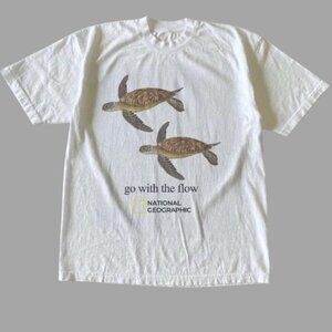 White - National Geographic go with the flow turtle tee